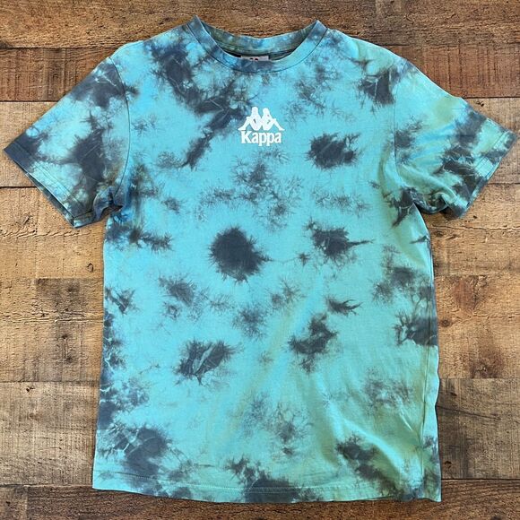 Kappa Blue Grey Tie Dye Logo T-Shirt Small Cotton - Picture 5 of 9